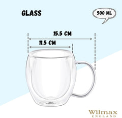 Wilmax Double Wall Mug 4er Set 500 ml hitzebeständiges Glas WL‑888749/A4