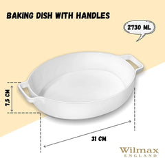 Wilmax Auflaufform mit Griffen 2730 ml Porzellan Weiß WL-997041/A