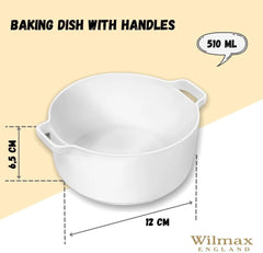 Wilmax Auflaufform mit Griffen 510 ml Weißporzellan WL-997034/A