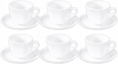 Wilmax Porzellan Tee Tassen & Untertassen Set, 6-teilig, 190 ml, Weiß WL-993175/AB6