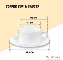 Wilmax Porzellan Teetassen & Untertassen Set 160 ml Weiß WL-993006/2C