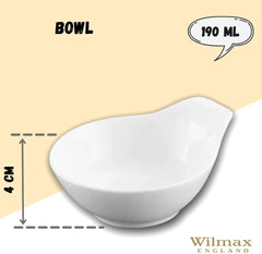 Wilmax Schale 190 ml aus Porzellan, 12,5 cm, organische Form WL-992364/A