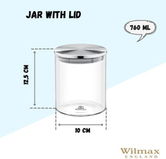 Wilmax Vorratsglas 760 ml mit Edelstahl-Deckel WL-888513/A