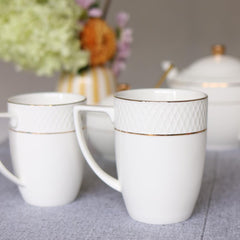 Wilmax Porzellantasse mit Goldlinien, 320 ml, 6er Set, WL-880102431/A6