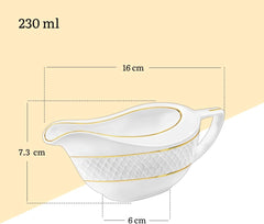 Wilmax Sauciere mit Goldrand, 230 ml Porzellan – WL-880102501/A