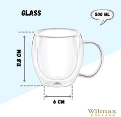 Wilmax Double Wall Mug 4er Set 500 ml hitzebeständiges Glas WL‑888749/A4