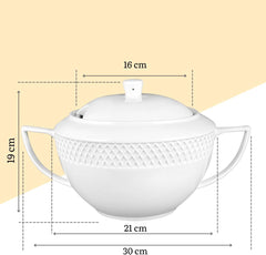 Wilmax Suppenterrine mit Deckel 2800 ml aus Porzellan, oval, weiß, WL-880101511/A