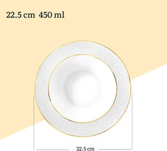 Wilmax Tiefer Porzellanteller 22,5 cm mit Goldrand WL-880102303/A
