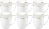 Wilmax Tasse mit Goldlinien, 450 ml, 6er Set, WL-880102432/A6