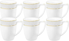 Wilmax Tasse mit Goldlinien, 450 ml, 6er Set, WL-880102432/A6