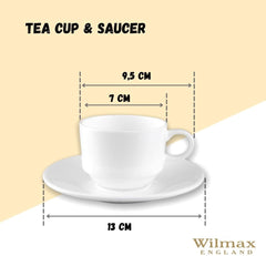 Wilmax Kaffee-Tasse mit Untertasse 140 ml – Klassisches Design – WL-993039/AB