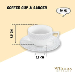 Wilmax Kaffeetasse und Untertasse, 90 ml, Julia-Kollektion, WL-880107/AB