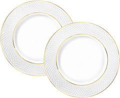 Wilmax Speiseteller mit Goldlinien, 25,5 cm, 2er Set, WL-880102104/A2