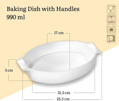 Wilmax Backform mit Griffen 990 ml, oval, für Aufläufe – WL-997027/1C