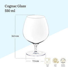 Wilmax Cognacgläser 550 ml, 2er Set, aus Kristallin-Glas – WL-888108/2C