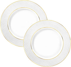 Wilmax Hauptgangteller mit Goldlinien, 28 cm, 2er Set, WL-880102106/A2