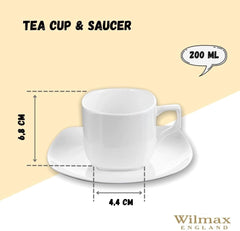 Wilmax Tee Tasse & Untertasse 200 ml aus Porzellan quadratisch WL-993003/AB