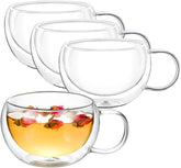 Wilmax Thermogläser mit Henkel 4er-Set 300 ml Latte Kaffeeglas WL-888769/A4