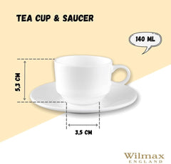 Wilmax Kaffee-Tasse mit Untertasse 140 ml – Klassisches Design – WL-993039/AB