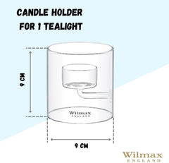 Wilmax Teelichthalter aus Glas für 1 Teelicht, 9 cm – WL-888904/A