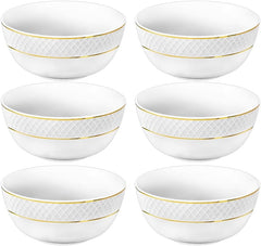 Wilmax Porzellanschüssel mit Goldlinien, 14 cm, 600 ml, 6er Set, WL-880102367/A6