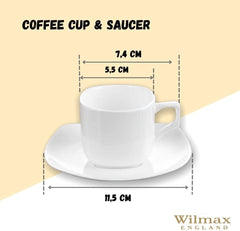 Wilmax Kaffee- und Tee-Tassenset mit Untertassen, 2-teilig, Porzellan WL-993041/2C