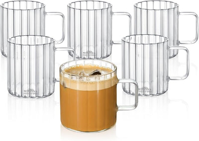 Wilmax Hitzebeständige Glastasse mit Henkel 250 ml 6er-Set aus Glas
