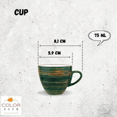 Wilmax ColorBoom Kaffee-Tassen Set, Spiral Grün, 75 ml, 6-teilig WL-669533/AB6
