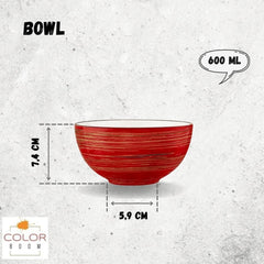 Wilmax Porzellanschüssel, rot, 14 cm Durchmesser, 600 ml WL-669230/A3