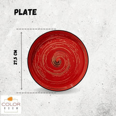 Wilmax Teller 28 cm Rund Porzellan, Spiral Kollektion, Rot WL-669220/A