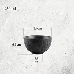 Wilmax Schalen Set 6er Schwarz 250 ml Porzellan Salatschüssel WL-664115/A6