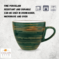 Wilmax Tassen-Set mit Untertassen, 6-teilig, grün – WL-669536/AB6