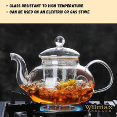 Wilmax Thermo-Glas Teekanne & 2er Set doppelwandige Gläser – WL-888813/A-888761/A2