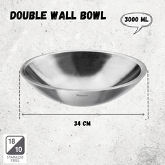 Wilmax Schüssel aus Edelstahl, 3000 ml, Silber matt, WL-553001/A