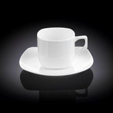 Wilmax Tee Tasse & Untertasse 200 ml aus Porzellan quadratisch WL-993003/AB