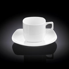 Wilmax Tee Tasse & Untertasse 200 ml aus Porzellan quadratisch WL-993003/AB