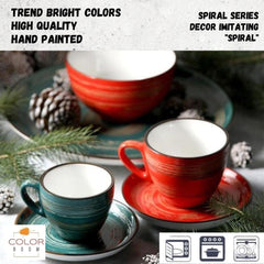 Wilmax Porzellan Tassen Set Rot 190 ml, 6er-Set Klassisch WL-669235/AB6