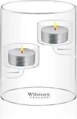 Wilmax Kerzenhalter für 2 Teelichter 12 cm Thermo-Glas WL-888905/A