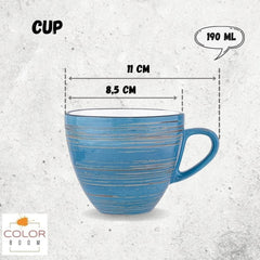 Wilmax SPIRAL Tassenset mit Untertassen, 6-teilig, 190 ml, Porzellan WL-669635/AB6