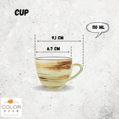 Wilmax Kaffee Tassen & Untertassen Set 6-teilig, 110 ml, ColorBoom WL-669134/AB6