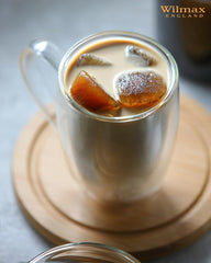 Wilmax Servierset Bambus Teller WL-771126/A mit doppelwandigem Thermoglas 250 ml WL-888739/A