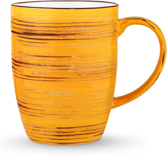Wilmax Porzellan Tassen 460 ml Gelb mit Griff, 6er Set, Spiral, WL-669437/A6