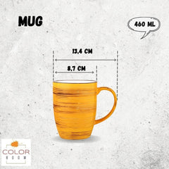 Wilmax Porzellan Tassen 460 ml Gelb mit Griff, 6er Set, Spiral, WL-669437/A