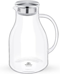 Wilmax Karaffe aus Borosilikat Glas, 2500 ml, Edelstahl-Deckel WL-888211/A