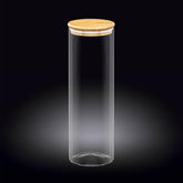 Wilmax Vorratsglas mit Deckel, 2000 ml, Glas & Bambus, WL-888510/A
