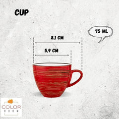 Wilmax Becher & Untertassen Set, 6-teilig, ColorBoom Kollektion WL-669233/AB6