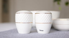 Wilmax Salz- & Pfefferstreuer Set mit Goldlinien – Weiß & Gold – WL-880102555/SP