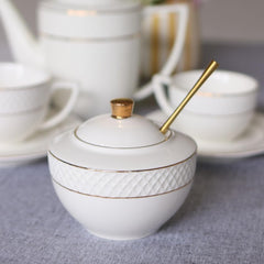 Wilmax Zuckerdose mit Goldverzierung 340 ml – Elegantes Design – WL-880102470/A