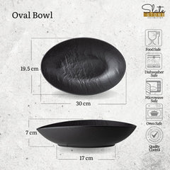 Wilmax Oval Bowl aus Porzellan, 30 x 19,5 x 7 cm, schwarz, WL-661121/A