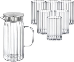 Wilmax Glaskrug 1000 ml mit 6 Gläsern 200 ml, WL-888219/A-888623/A6